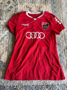 loudon soccer red jersey with audi label